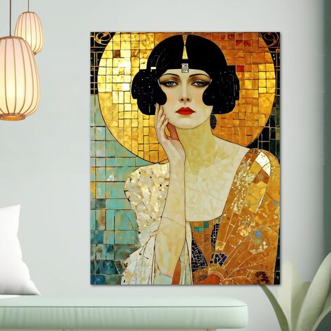 Art,Print,Nouveau,Metal,Poster,Faux,Mosaic,Mucha,Klimt,Inspired,Woman,Portait,Wall,Painting,boho_decor,boho_print,boho_poster,boho_painting,art_nouveau_print,art_nouveau_painting,klimt_poster,Klimt_print,Klimt_painting,mucha_print,mucha_poster,gift_for_her,mosaic_wall_art