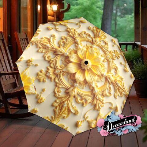 Yellow,Umbrella,Art,Nouveau,Printed,Mandella,Parasol,Semi-Automatic,Waterproof,Foldable,rain_umbrella,sun_umbrella,uv_umbrella,stained_umbrella,travel_umbrella,unique_umbrella,gift_for_her,cute_umbrella,flower_umbrella,sun_parasol,boho_umbrella,yellow_umbrella,mom_gift