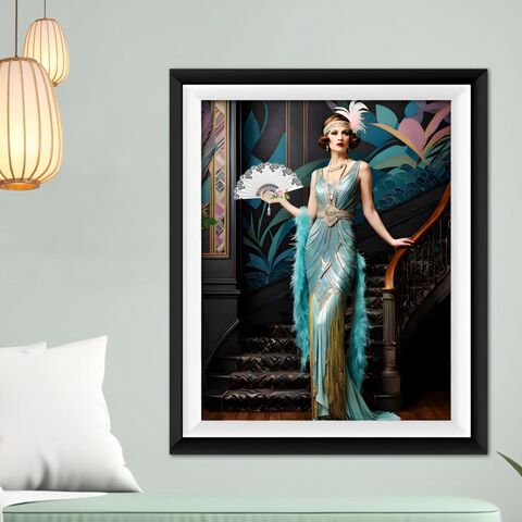 Showgirl,Flapper,Art,Deco,Woman,Gatsby,Girl,1920s,Style,Painting,Poster,Print,Wall,Retro,Home,Decor,art_deco_decor,art_deco_wall,art_deco_art,gatsby_girl_print,speakeasy_print,gatsby_poster,art_deco_poster,art_deco_print,retro_wall_art,retro_print,gift_for_her,art_deco_teal,speakeasy_decor