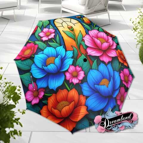 Pink,Blue,Umbrella,Romantic,Art,Nouveau,Faux,Stained,Glass,Parasol,Semi-Automatic,Waterproof,Foldable,rain_umbrella,unique_umbrella,uv_umbrella,sun_umbrella,unique_gift,flower_umbrella,cute_umbrella,gift_for_her,stained_umbrella,spring_umbrella,purple_umbrella,mom_gift,pink_umbrella