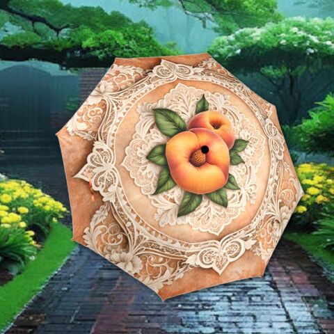 Peach,Romantic,Umbrella,Victorian,Art,Nouveau,Printed,Lace,Flower,Parasol,Semi-Automatic,Waterproof,Foldable,rain_umbrella,unique_umbrella,uv_umbrella,sun_umbrella,unique_gift,flower_umbrella,boho_umbrella,cute_umbrella,gift_for_her,sakura_umbrella,peach__umbrella,lace_umbrella