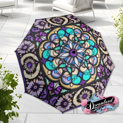 Blue,Purple,Mandela,Umbrella,Romantic,Gold,Art,Nouveau,Faux,Stained,Glass,Parasol,Semi-Automatic,Waterproof,Foldable,rain_umbrella,unique_umbrella,uv_umbrella,sun_umbrella,unique_gift,flower_umbrella,cute_umbrella,gift_for_her,stained_umbrella,spring_umbrella,purple_umbrella,blue_umbrella,purple_parasol