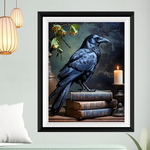 Dark,Academia,Raven,Print,Nocturne,Painting,Poster,Witchy,Decor,Moody,Wall,Art,dark_academia_print,dark_cottagecore,raven_print,gothic_wall_art,gothic_print,raven_wall_art,witchy_wall_art,witchy_print,witchy_painting,raven_painting,dark_academia,witchy_gift,poe_print