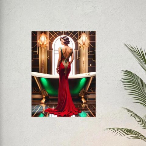 Red,Gold,Art,Deco,Gatsby,Girl,1920,Style,Powder,Room,Bathroom,Poster,Print,Wall,Retro,Home,Decor,art_deco_decor,art_deco_print,art_deco_poster,art_deco_bathroom,art_deco_sign,art_deco_wall_art,gatsby_decor,gatsby_wall_art,gatsby_girl_print,gatsby_girl_poster,retro_decor,retro_print,powder_room_art