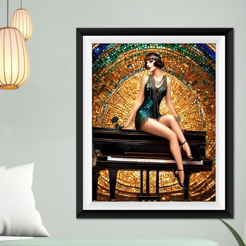 Speakeasy,Print,Art,Deco,Gatsby,Girl,On,Piano,Music,Mosiac,Wall,Painting,Poster,Retro,1920s,Style,Home,Decor,art_deco_decor,art_deco_print,art_deco_poster,art_deco_wall_art,gatsby_girl_print,gatsby_girl_poster,gift_for_her,christmas_gift,retro_print,retro_wall_art,mosaic_print,gatsby_poster,speakeasy