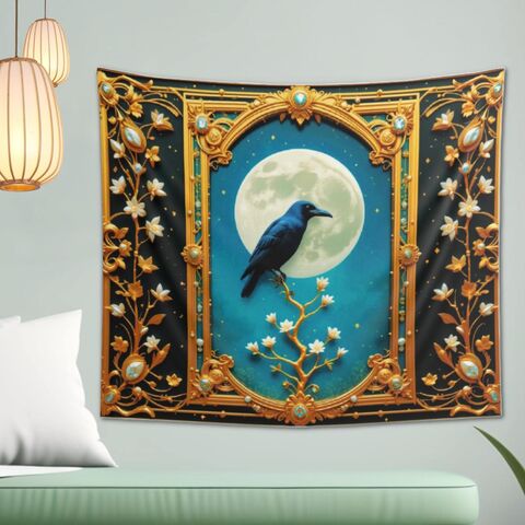 Raven,Tapestry,Indoor,Wall,Hanging,Witchy,Gothic,Edgar,Allen,Poe,Mystical,Boho,Home,Decor,gothic_tapestry,witchy_decor,witchy_gift,witchy_wall_hanging,gothic_decor,gothic_wall_art,raven_poe,dark_academia,dark_wall_hanging,raven_tapestry,raven_wall,goth_art,wall_tapestry