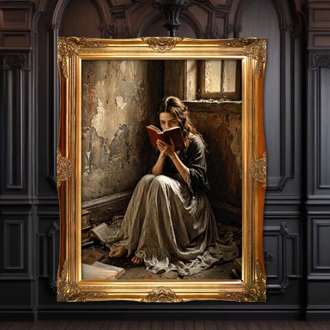 Dark,Academia,Painting,Print,Victorian,Girl,Reading,In,Library,Wall,Art,Oil,Moody,dark_academia_decor,dark_academia_print,dark_academia_art,dark_moody_painting,oil_painting_print,lady_reading,library_print,victorian_print,victorian_painting,victorian_art,library_painting,original_painting,dark_moody