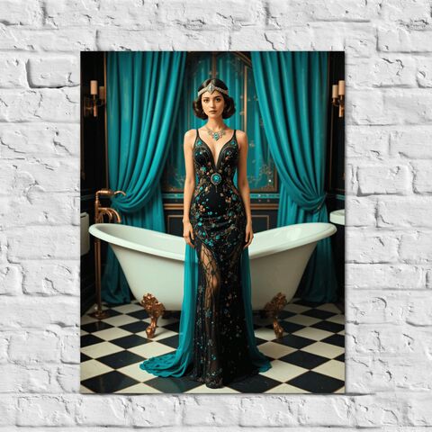 Teal,Black,Powder,Room,Print,Flapper,Art,Deco,Bathroom,Poster,Gatsby,Speakeasy,Girl,Retro,Wall,1920s,Style,Home,Decor,art_deco_decor,art_deco_print,art_deco_poster,art_deco_bathroom,bathroom_wall_art,art_deco_wall_art,gatsby_girl_print,gatsby_girl_poster,retro_decor,retro_print,retro_bathroom,speakeasy,teal_bathroom