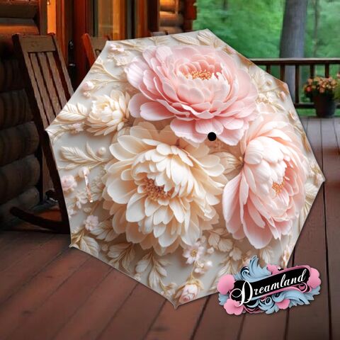 Pink,Cream,Flower,Umbrella,Art,Nouveau,Printed,Flowers,Floral,Parasol,Semi-Automatic,Waterproof,Foldable,rain_umbrella,sun_umbrella,uv_umbrella,blue_umbrella,stained_umbrella,travel_umbrella,unique_umbrella,gift_for_her,cute_umbrella,flower_umbrella,sun_parasol,cream_umbrella,pink_umbrella