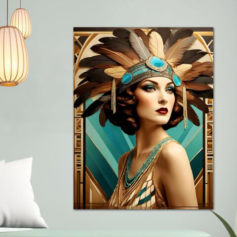 Showgirl,Art,Deco,Flapper,Canvas,Print,Wall,Zeigfeld,Gatsby,GIrl,Portrait,1920s,Style,Home,Decor,Painting,art_deco_decor,art_deco_print,art_deco_painting,art_deco_framed,gatsby_girl_print,gatsby_girl_painting,retro_decor,retro_print,framed_wall_art,mid_century_decor,gift_for_her,art_deco_wall_art,christmas_gift