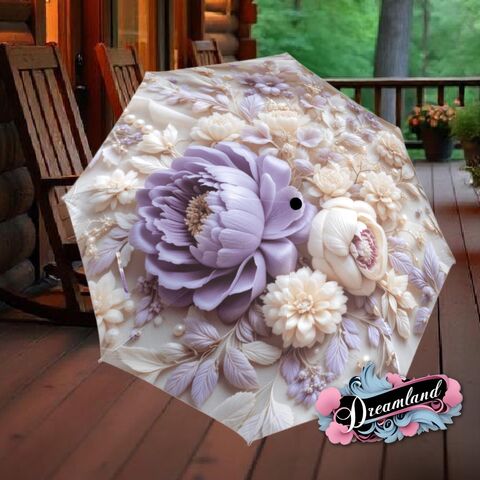 Purple,Cream,Flower,Umbrella,Art,Nouveau,Printed,Flowers,Floral,Parasol,Semi-Automatic,Waterproof,Foldable,rain_umbrella,sun_umbrella,uv_umbrella,blue_umbrella,stained_umbrella,travel_umbrella,unique_umbrella,gift_for_her,cute_umbrella,flower_umbrella,sun_parasol,spring_umbrella,purple_umbrella