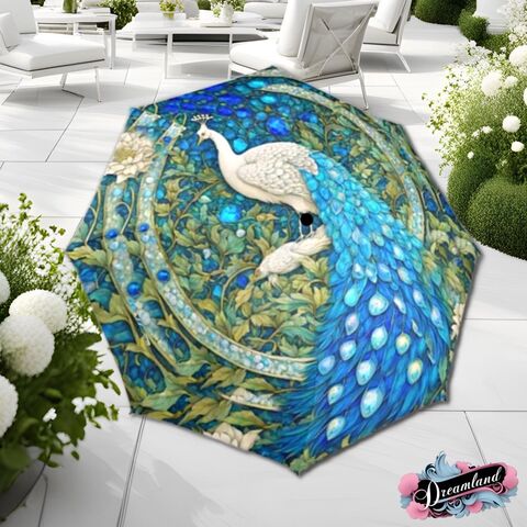 Blue,Boho,Umbrella,Cottagecore,Peacock,Nouveau,Flower,Parasol,Semi-Automatic,Waterproof,Foldable,rain_umbrella,sun_umbrella,uv_umbrella,stained_umbrella,flower_umbrella,gift_for_her,unique_gift,flower_parasol,waterproof_umbrella,travel_umbrella,foldable_umbrella,blue_umbrella,boho_umbrella