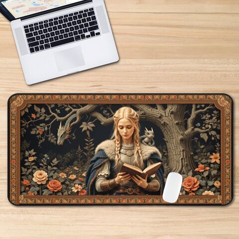 Lady,Knight,Reading,Medieval,Desk,Mat,Mousepad,Office,Decor,Large,Gaming,Dark,Academia,Baby,Dragon,Design,Aesthetic,Floral,gaming_desk_mat,large_desk_mat,office_gift,gift_for_her,dark_academia_desk,cottagecore_desk,medieval_decor,medieval_desk_mat,medieval_mouse,lady_knight,knight_mousepad,dragon_mousepad,dragon_desk_mat