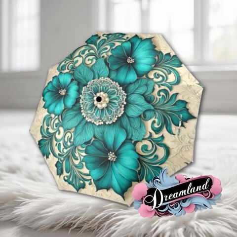 Cream,Teal,Romantic,Umbrella,Victorian,Inspired,Boho,Flower,Parasol,Semi-Automatic,Waterproof,Foldable,pink_umbrella,rain_umbrella,unique_umbrella,uv_umbrella,sun_umbrella,victorian_umbrella,unique_gift,flower_umbrella,boho_umbrella,cute_umbrella,gift_for_her,stained_umbrella,tesl_umbrella