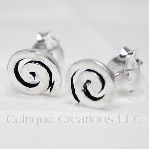 Celtic,Spiral,Sterling,Silver,Stud,Earrings,Celtic Spiral, Spiral, Celtic Spiral Earrings, Spiral Sterling Silver Earrings, Celtic Sterling Silver Earrings, Stud Earrings, Post Earrings, Celtic Jewelry, Celtique Creations