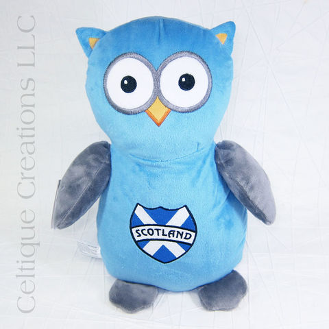 Blue,Scotland,Owl,Stuffed,Animal,Embroidered,Cubbies,Owl Stuffed Animal, Owl Teddy Bear, Scotland Owl, Scotland Stuffed Animal, Blue Owl, Cubbies, Celtique Creations