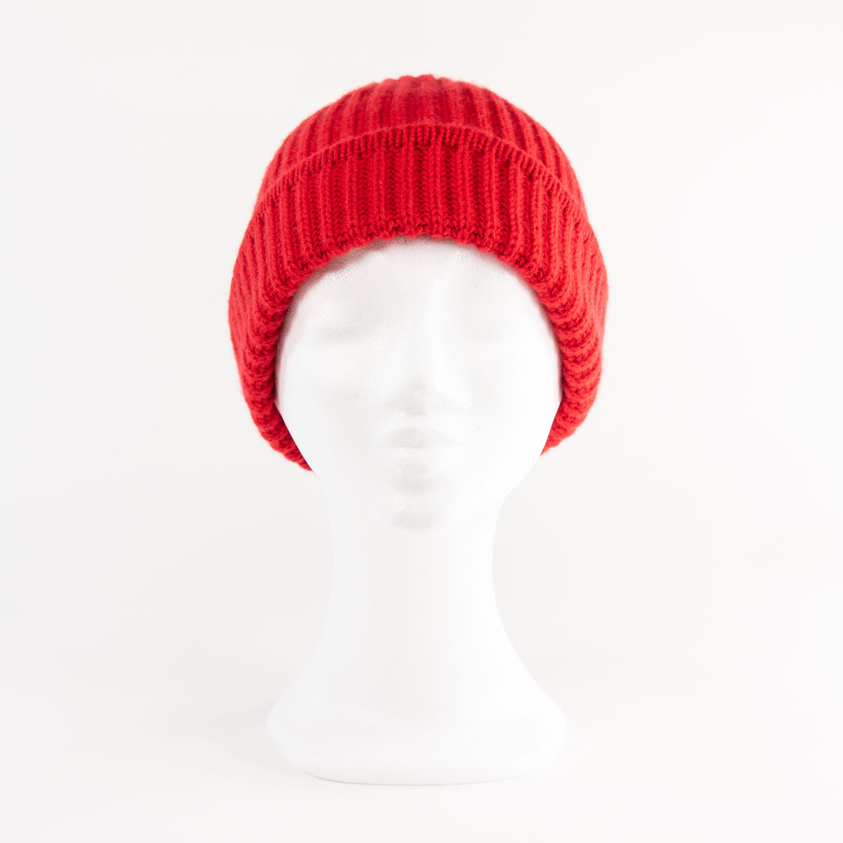 Classic Ribbed Beanie Cuff - RED 