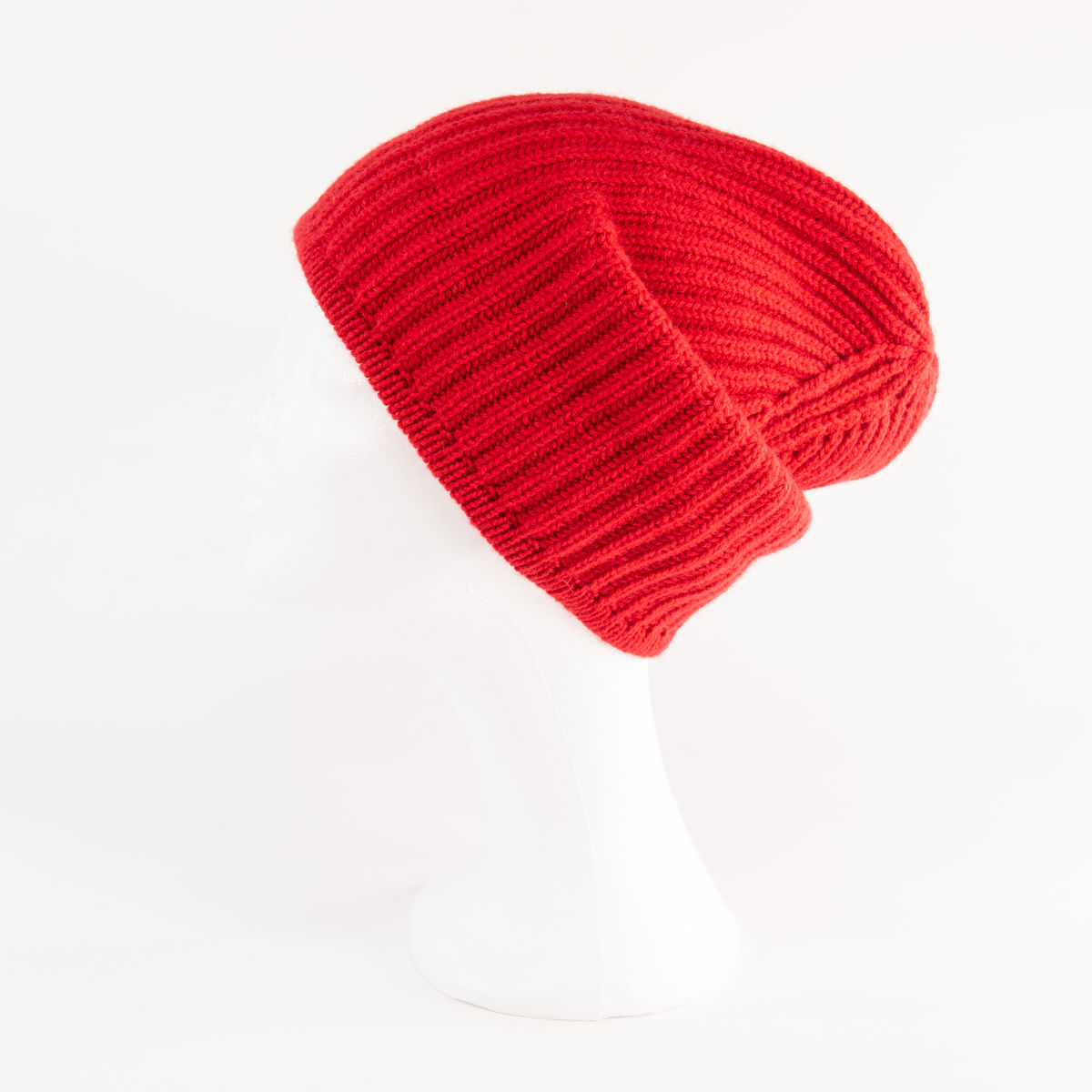 Classic Ribbed Beanie Cuff - RED 