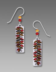 Adajio Earrings - Warm Silver Column with Red and Tan Fern Leaf - product images 1 of 5