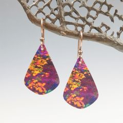 DC Designs - Dark Purple Abstract Flowers Print Teardrop Earrings - product images 1 of 4
