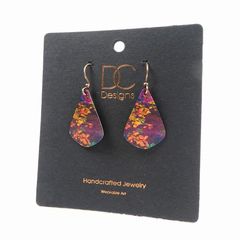 DC Designs - Dark Purple Abstract Flowers Print Teardrop Earrings - product images 4 of 4