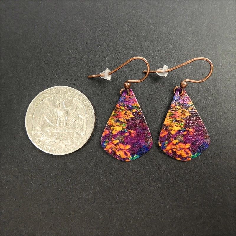 DC Designs - Dark Purple Abstract Flowers Print Teardrop Earrings - product image 