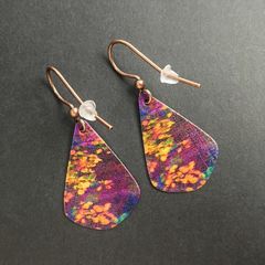 DC Designs - Dark Purple Abstract Flowers Print Teardrop Earrings - product images 3 of 4