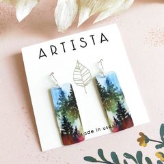 Artista Earrings - Pine Forest Rectangle - product images 1 of 3