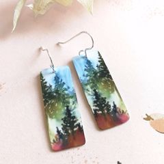 Artista Earrings - Pine Forest Rectangle - product images 2 of 3