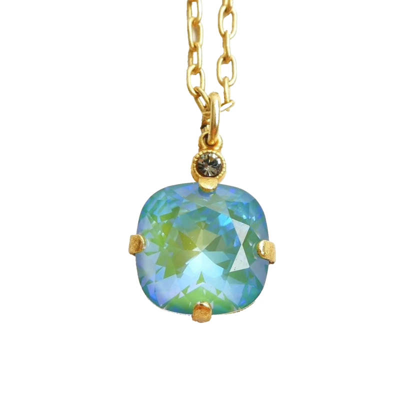 Catherine Popesco Round Crystal Pendant Necklace in Silky Sage - product image 
