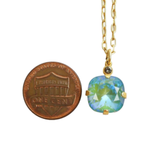 Catherine Popesco Round Crystal Pendant Necklace in Silky Sage - product images 3 of 5