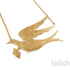Catherine Popesco Gold Plated Messenger Dove with Letter Necklace - product images 3 of 6
