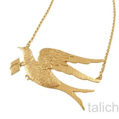Catherine Popesco Gold Plated Messenger Dove with Letter Necklace - product images 2 of 6