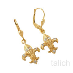 Catherine Popesco Fleur De Lis Drop Earrings with Clear Crystals - product images 3 of 4