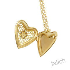 Catherine Popesco Gold Filigree Heart Locket Necklace with Crystal - product images 4 of 8