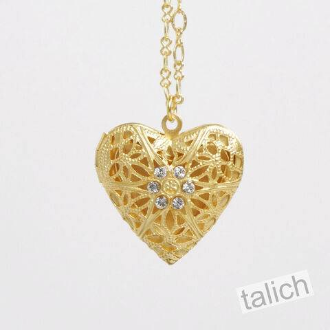 Catherine,Popesco,Gold,Filigree,Heart,Locket,Necklace,with,Crystal,Catherine Popesco Gold Filigree heart Locket Necklace with Crystal, La Vie Parisienne Necklace, Catherine Popesco Jewelry, Catherine Popesco Paris