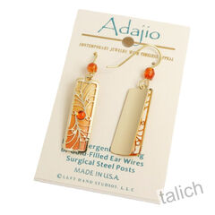 Adajio Earrings - Orange Column with Gold Plated Overlay and Beads - product images 5 of 5