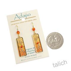 Adajio Earrings - Orange Column with Gold Plated Overlay and Beads - product images 4 of 5