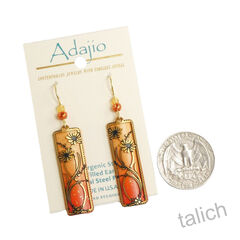 Adajio Earrings - Autumn Orange & Apricot Column with Floral Overlay - product images 5 of 6