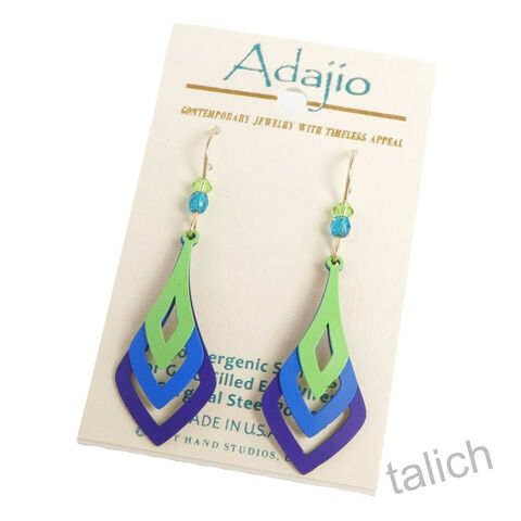 Adajio,Earrings,-,Three,Part,Cutout,Drops,in,Blue,,Purple,and,Green,Adajio Earrings, Adajio earrings Sienna Sky, Adajio Jewelry, Adajio Colorado, Adajio 8091