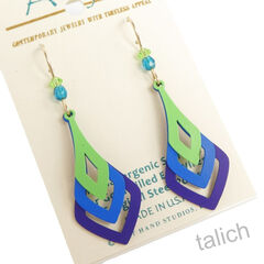 Adajio Earrings - Three Part Cutout Drops in Blue, Purple and Green  - product images 3 of 5
