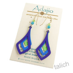 Adajio Earrings - Three Part Cutout Drops in Blue, Purple and Green  - product images 5 of 5