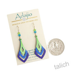 Adajio Earrings - Three Part Cutout Drops in Blue, Purple and Green  - product images 4 of 5