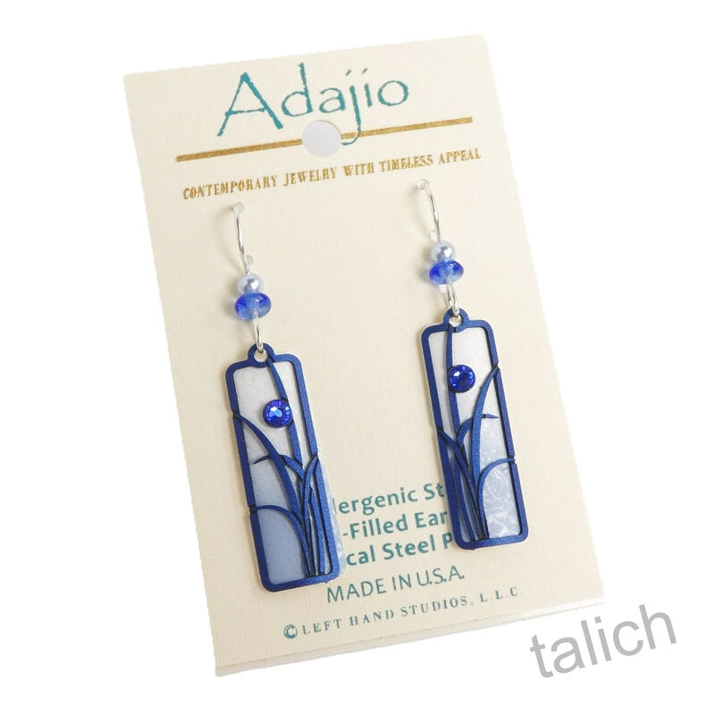 Adajio Earrings - Sky Blue Ombre Column with Blue Reeds Overlay - product image 