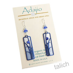 Adajio Earrings - Sky Blue Ombre Column with Blue Reeds Overlay - product images 2 of 6