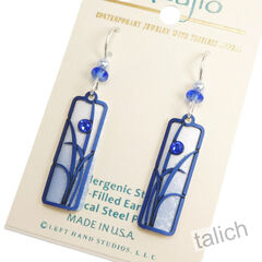 Adajio Earrings - Sky Blue Ombre Column with Blue Reeds Overlay - product images 4 of 6