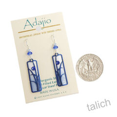 Adajio Earrings - Sky Blue Ombre Column with Blue Reeds Overlay - product images 5 of 6