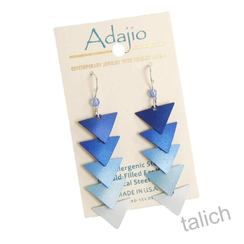 Adajio Earrings - Five-Part Graduated Blue Triangles - product image 