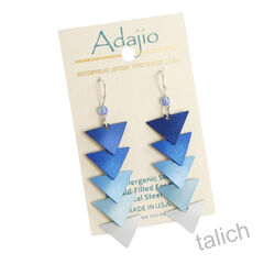 Adajio Earrings - Five-Part Graduated Blue Triangles - product images 2 of 5