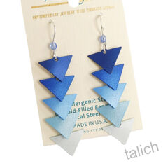 Adajio Earrings - Five-Part Graduated Blue Triangles - product images 4 of 5